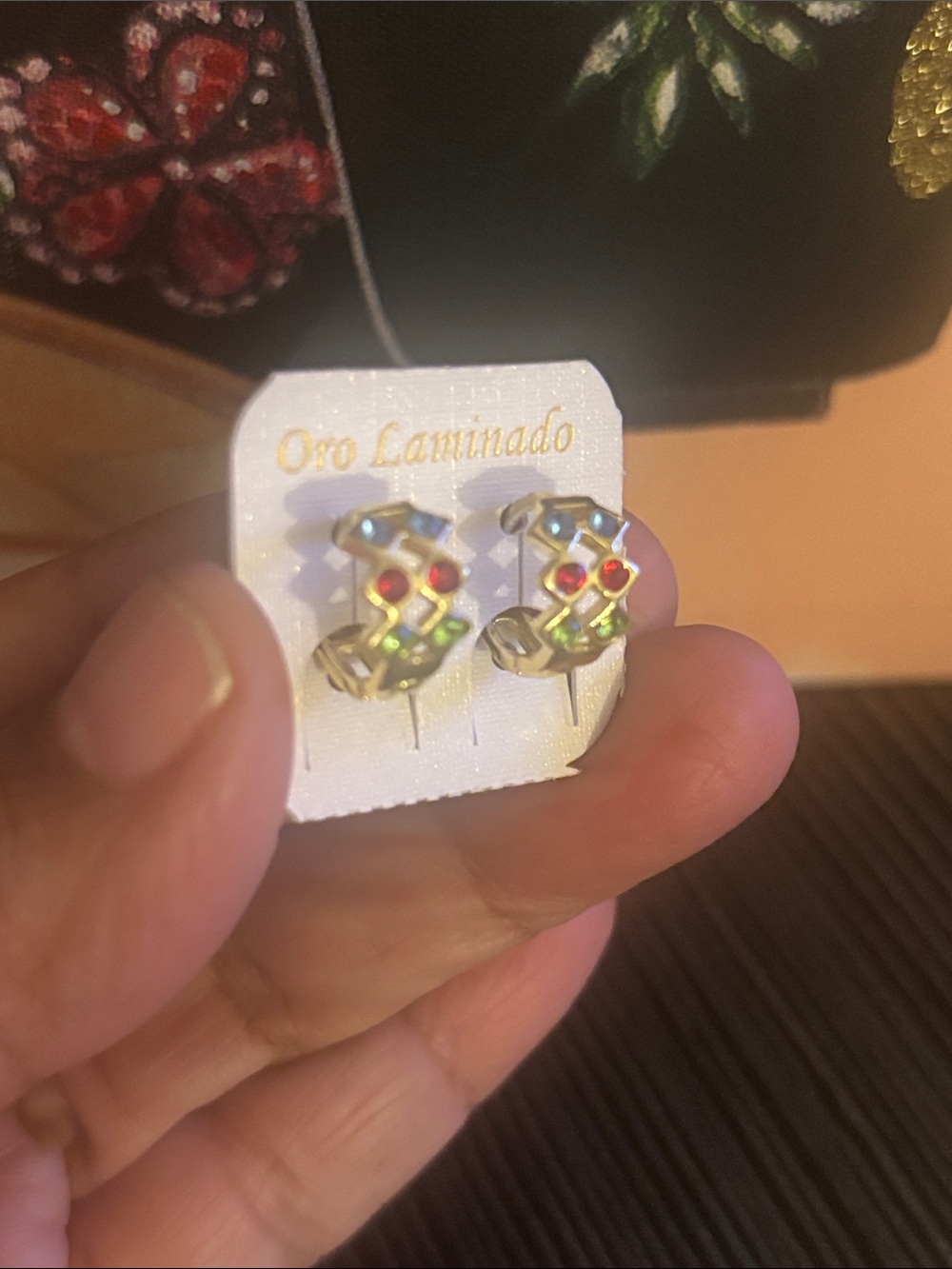 Gold-Tone Multicolor Gemstone Stud Earrings